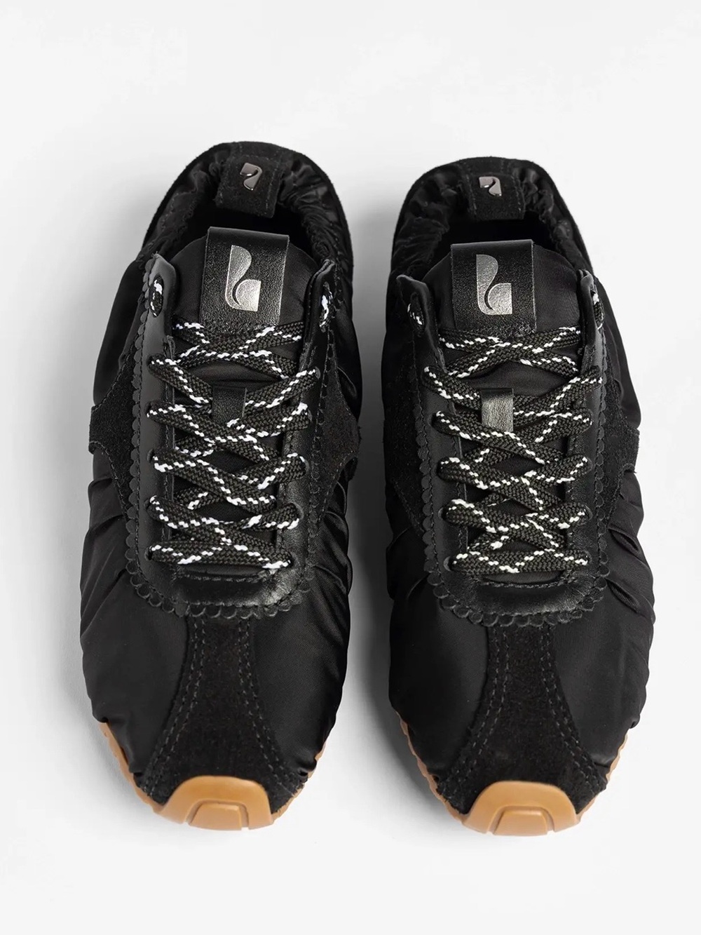 Larroude Stella Lite Sneaker In Black Nylon and Suede - Picture 3 of 8